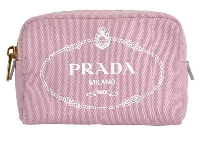 Prada Cosmetic Pouch, £250, Accessories, Pink, Canvas, Front view